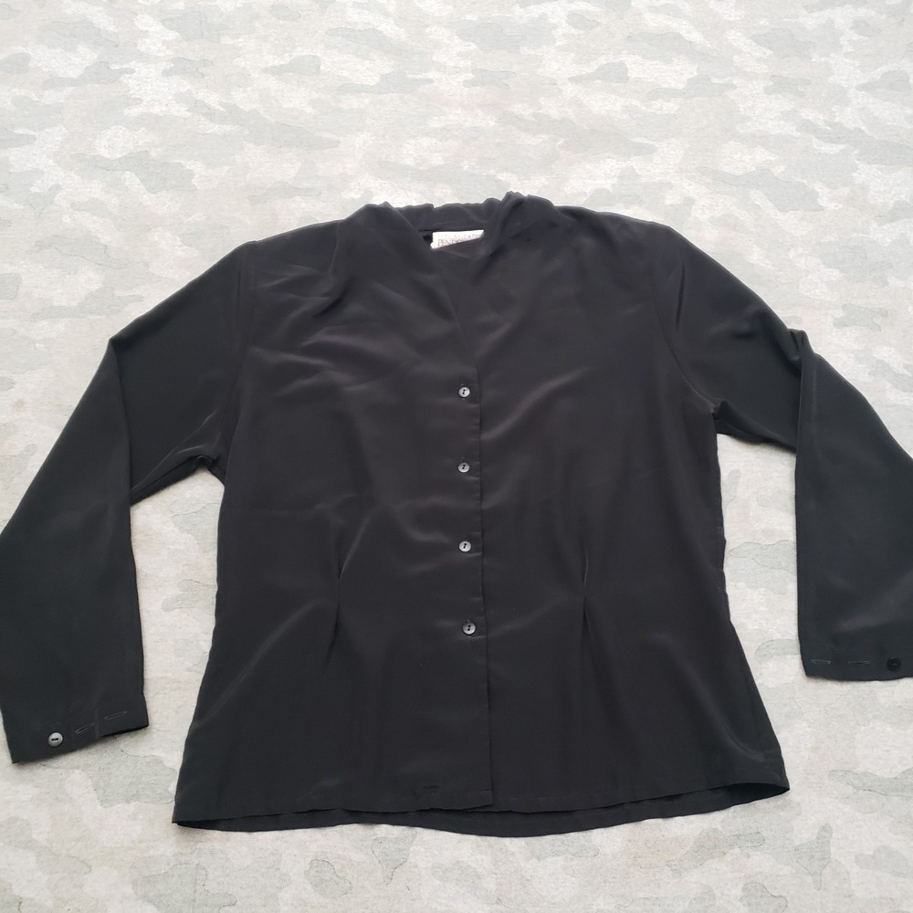 Vintage Pendleton Top Womens Large Black Long Sleeve Button-Up
